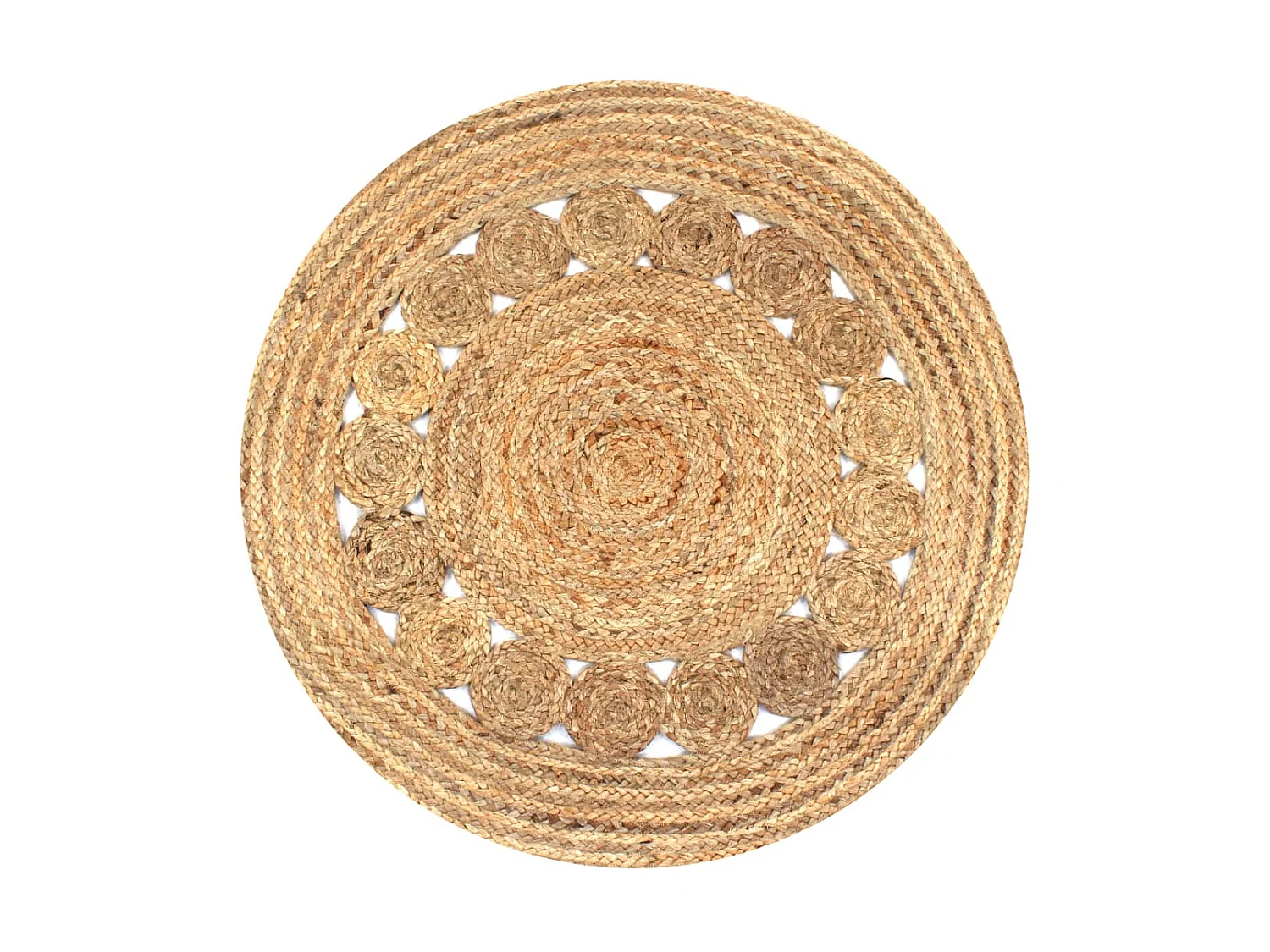 Tapis Jute design tressé 90 cm rond QBH52784