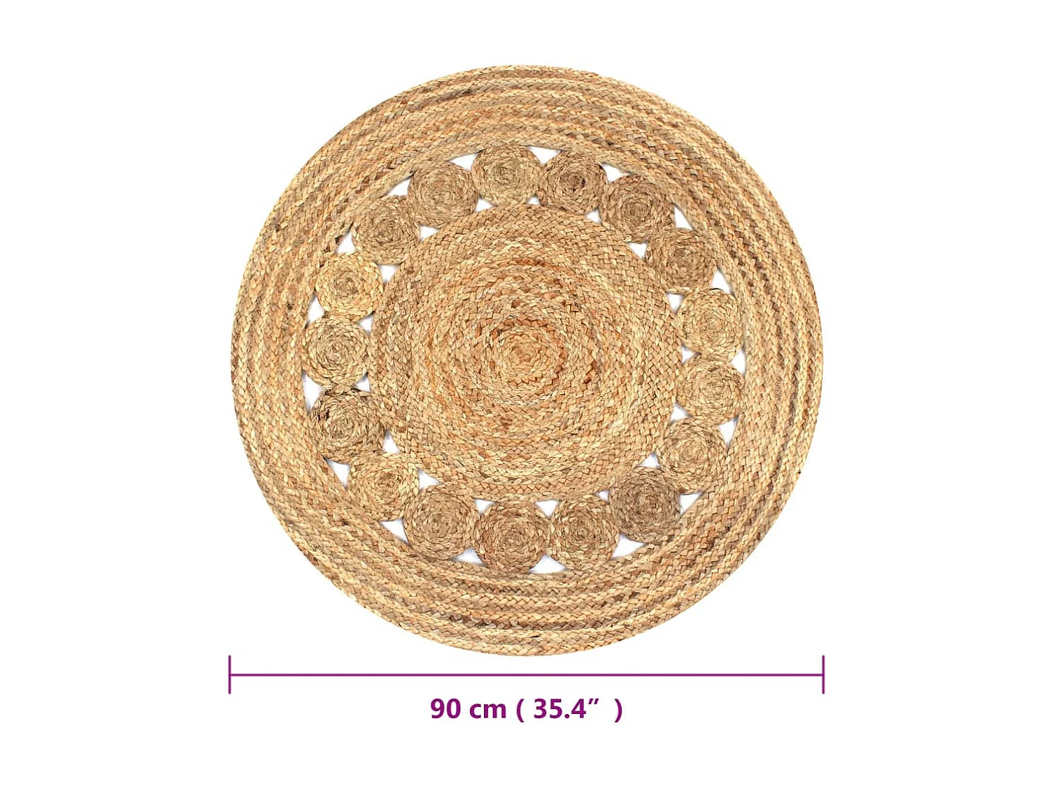 Tapis Jute design tressé 90 cm rond QBH52784