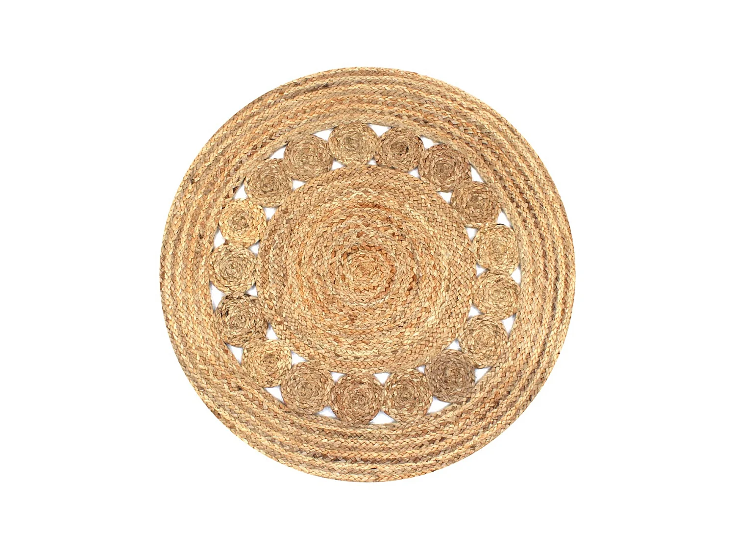 Tapis Jute design tressé 90 cm rond QBH52784