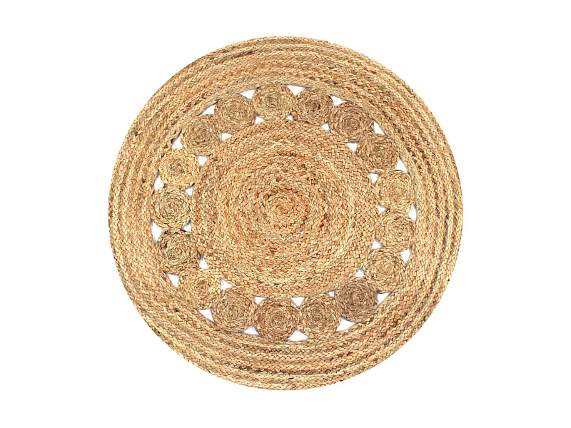 Tapis Jute design tressé 90 cm rond QBH52784