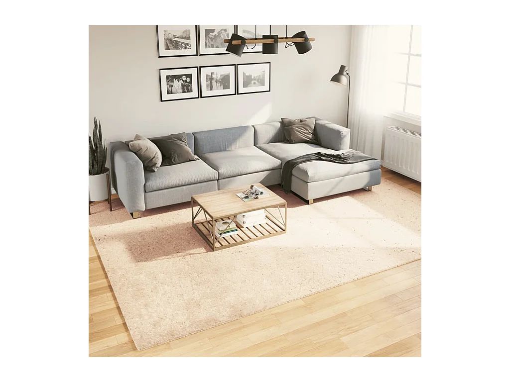 Alfombra de pelo corto suave lavable HUARTE beige 240x340 cm ES59908