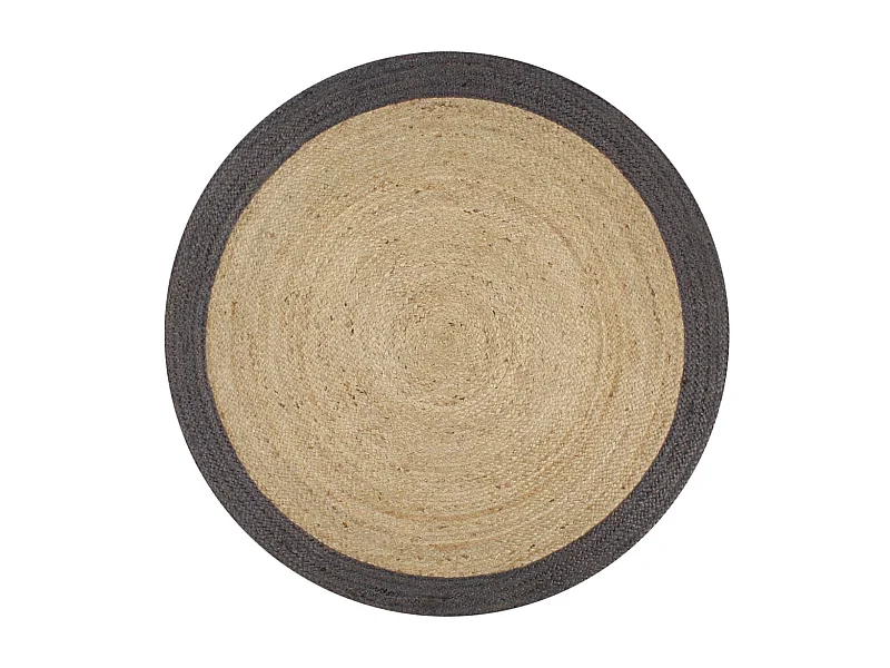 Vloerkleed handgemaakt met donkergrijze rand 90 cm jute NL279519