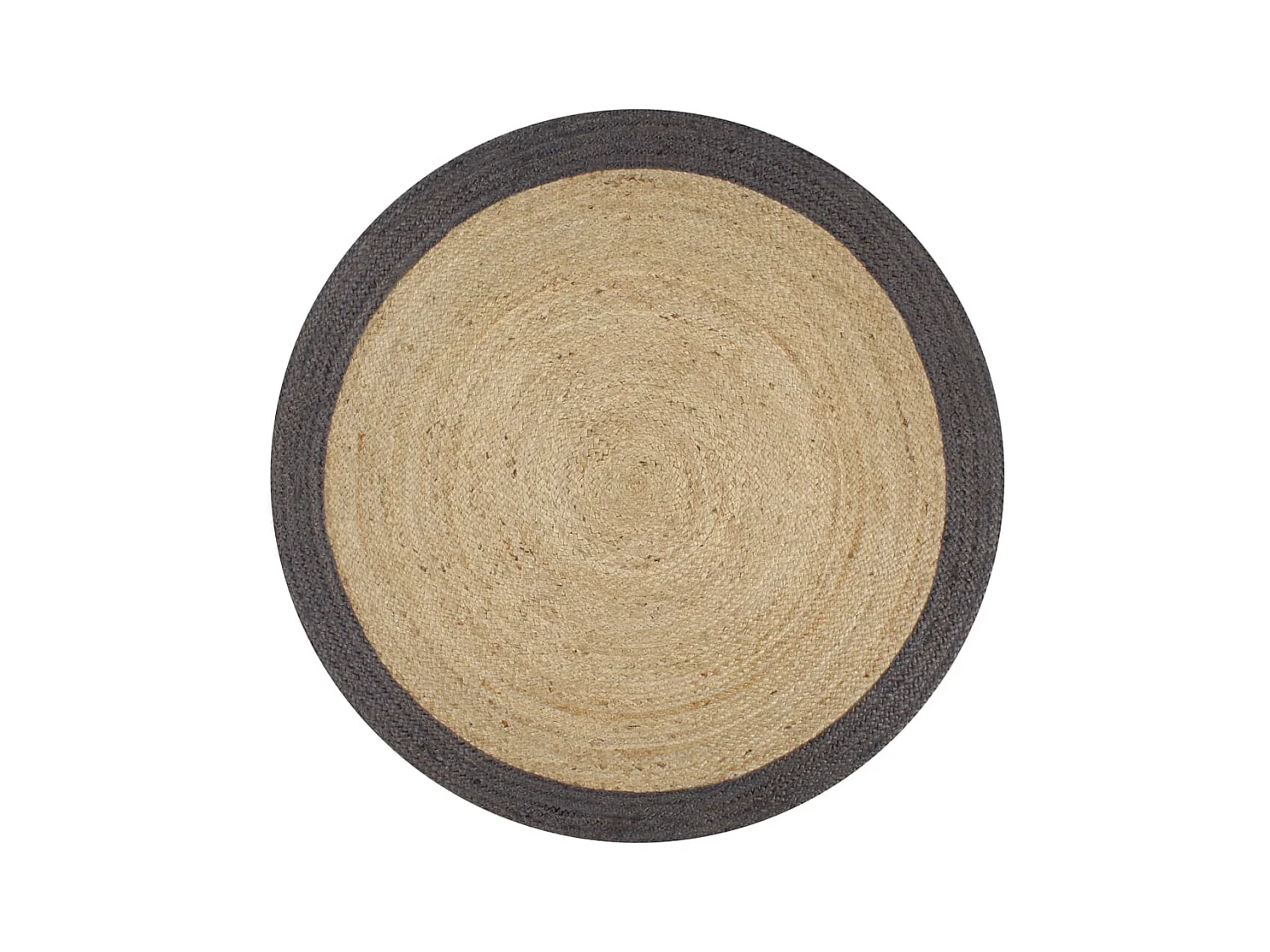 Tapis fait à la main Jute avec bord gris foncé 90 cm QBH60711