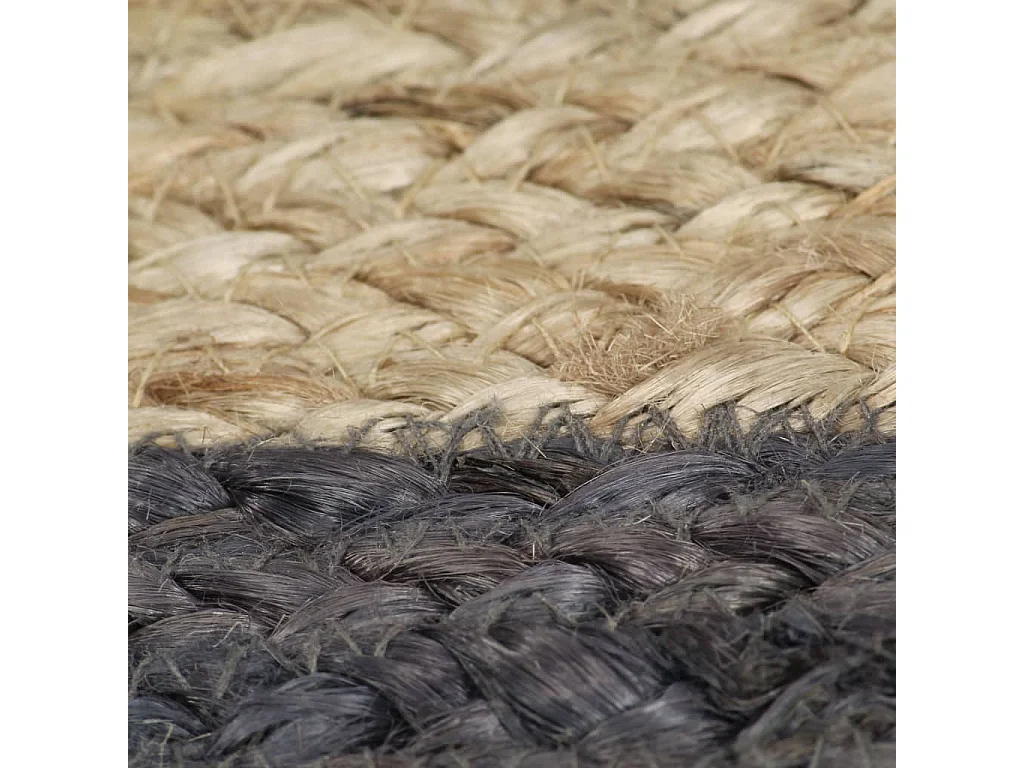 Vloerkleed handgemaakt met donkergrijze rand 90 cm jute NL279519