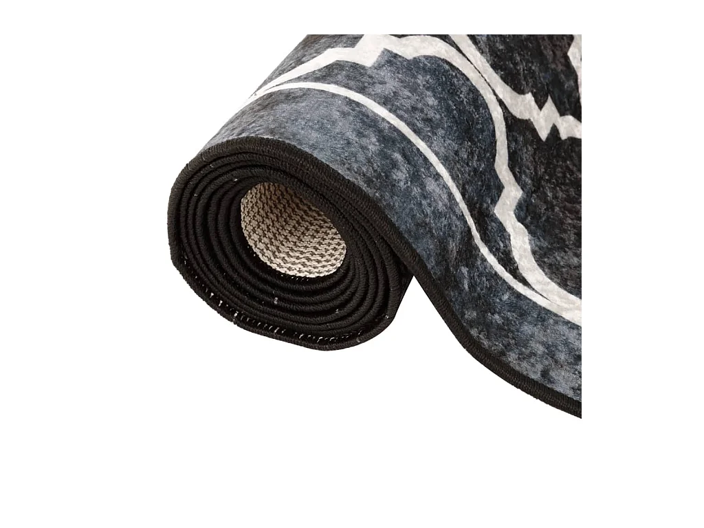 Alfombra lavable antideslizante negro y blanco 80x300 cm ES85507