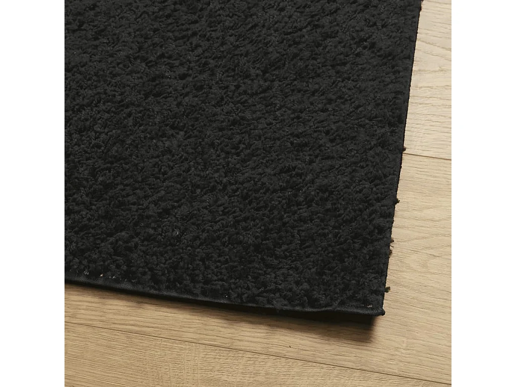 Tapis shaggy à poils longs moderne noir 240x240 cm QBH44789