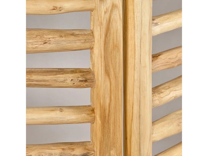 Paravent 3 pans pliables en bois de teck massif H. 170 cm - MARIANO