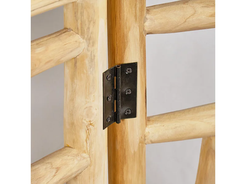 Paravent 3 pans pliables en bois de teck massif H. 170 cm - MARIANO