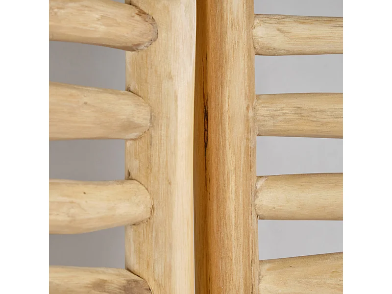 Paravent 3 pans pliables en bois de teck massif H. 170 cm - MARIANO