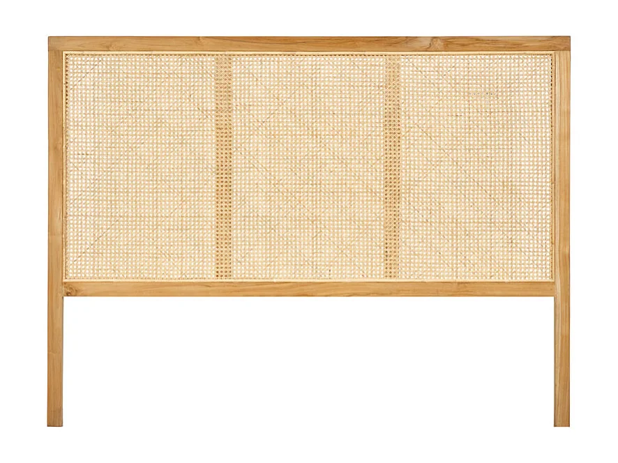 Tête de lit en bois massif avec cannage en rotin L. 160 cm - BRUNO