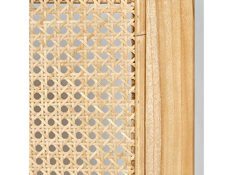 Tête de lit en bois massif avec cannage en rotin L. 160 cm - BRUNO