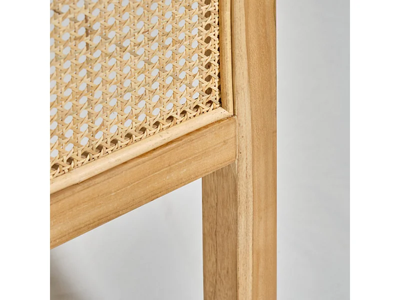 Tête de lit en bois massif avec cannage en rotin L. 160 cm - BRUNO