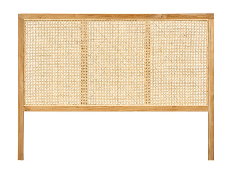 Tête de lit en bois massif avec cannage en rotin L. 160 cm - BRUNO