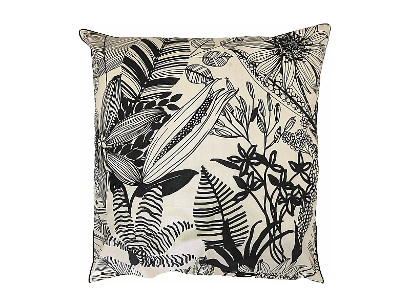 Taie d'oreiller 65x65 cm percale de coton ALBA beige/noir