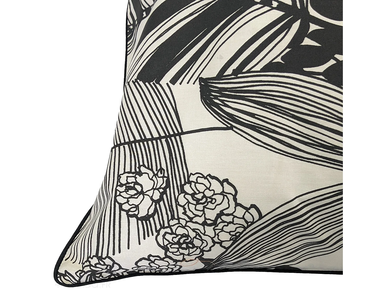 Taie d'oreiller 65x65 cm percale de coton ALBA beige/noir