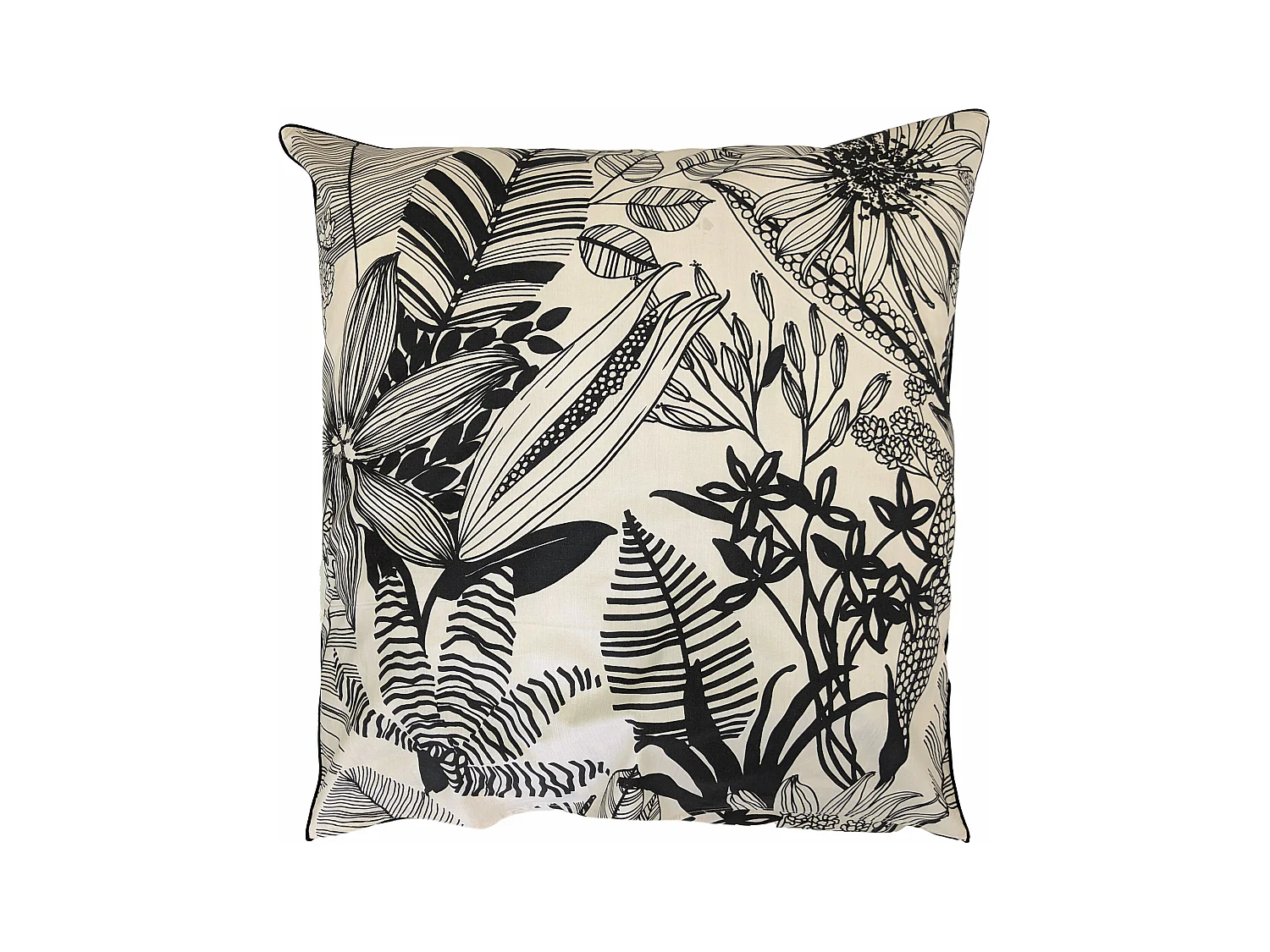 Taie d'oreiller 65x65 cm percale de coton ALBA beige/noir