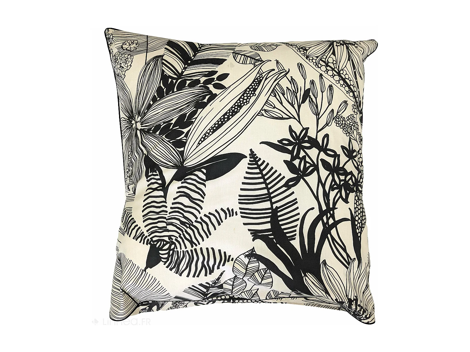 Taie d'oreiller 65x65 cm percale de coton ALBA beige/noir