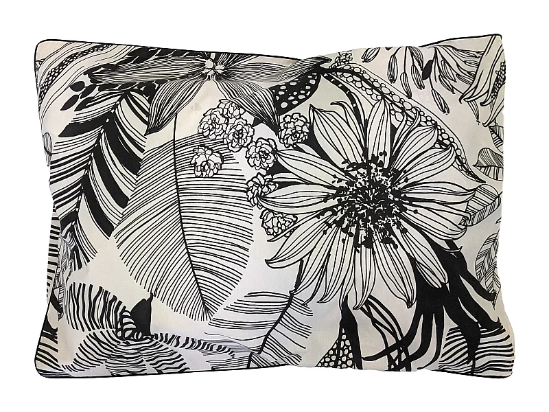 Taie d'oreiller 50x70 cm percale de coton ALBA beige/noir