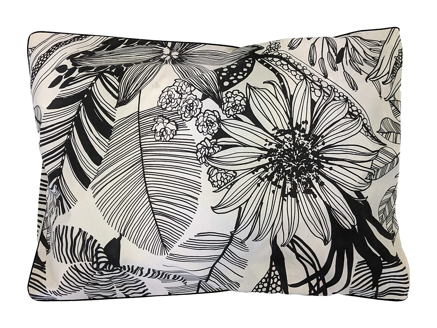 Taie d'oreiller 50x70 cm percale de coton ALBA beige/noir