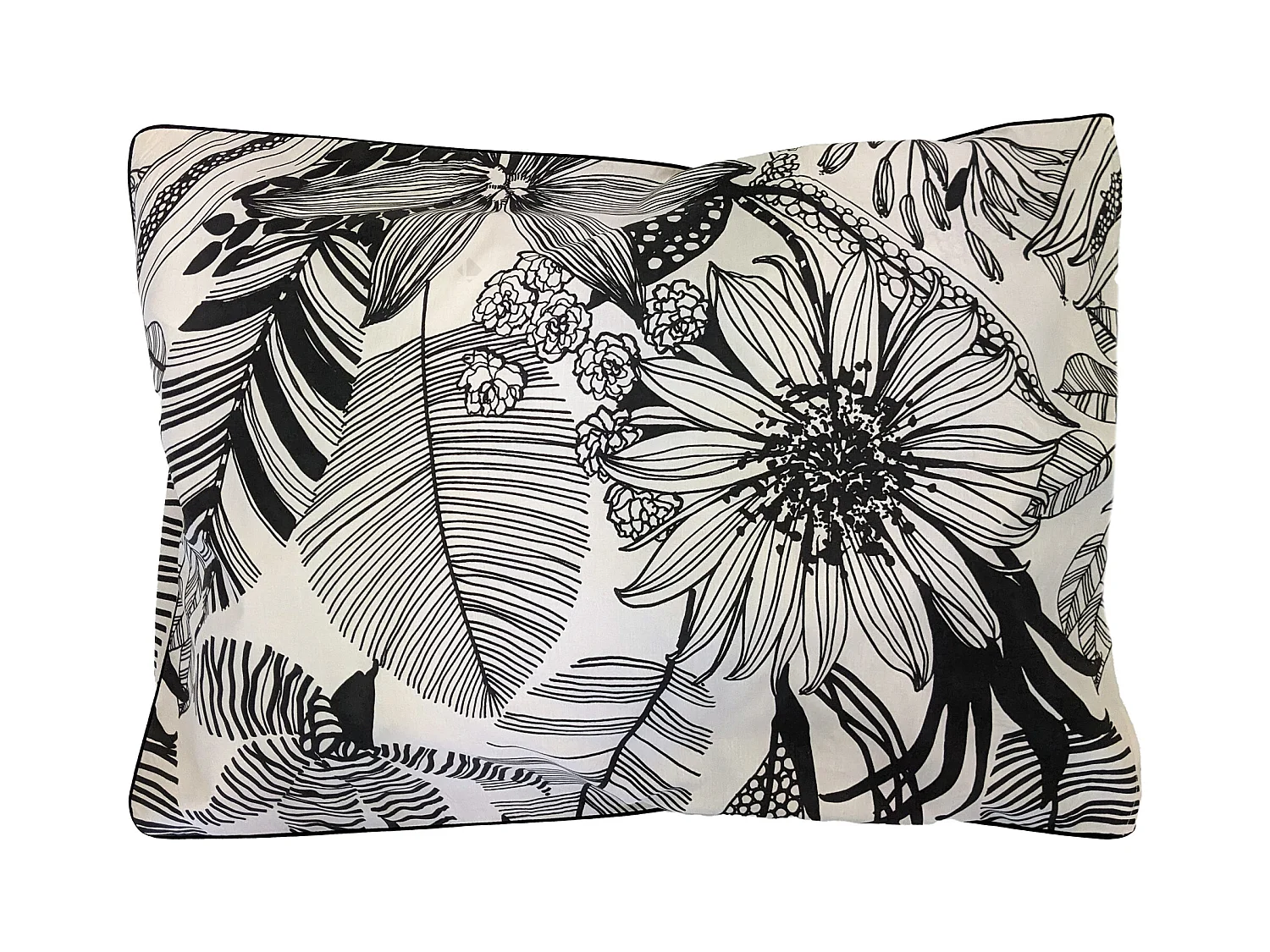 Taie d'oreiller 50x70 cm percale de coton ALBA beige/noir