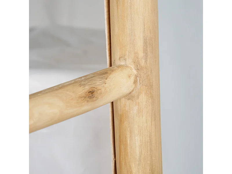 Miroir avec porte serviettes en teck massif H. 150 cm - MARIANO