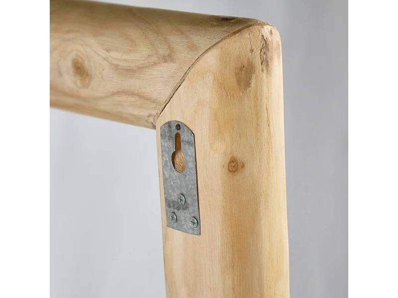 Miroir avec porte serviettes en teck massif H. 150 cm - MARIANO