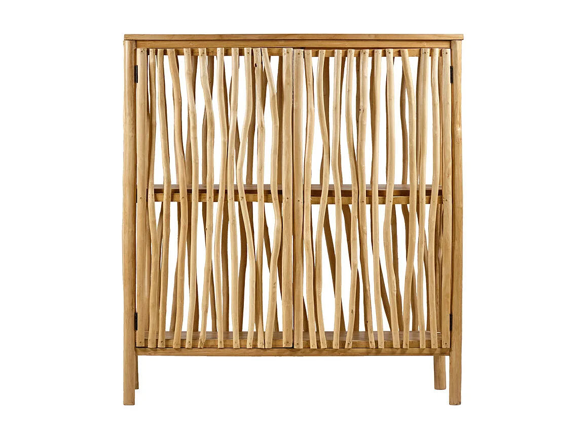 Armoire 2 portes en bois de teck et bois flotté H. 140 cm - MARIANO