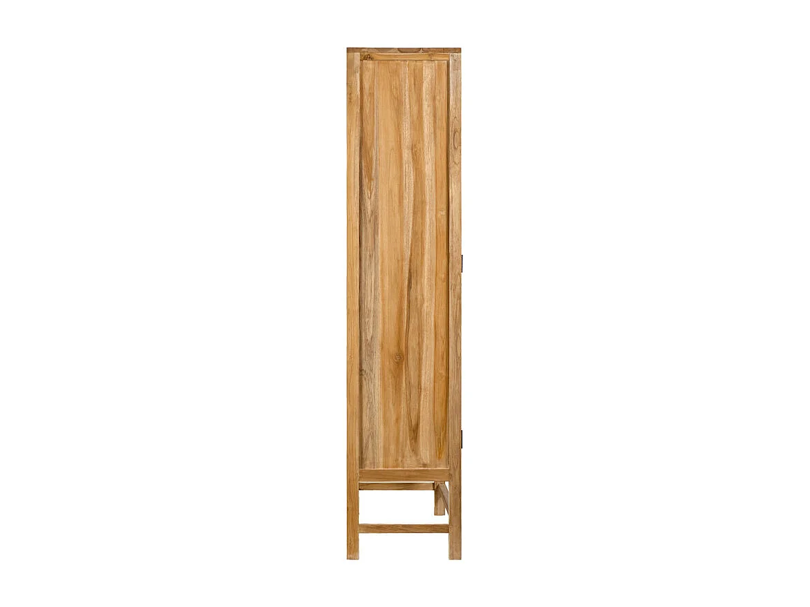 Armoire 3 portes teck massif et cannage rotin H. 180 cm - CAMILO