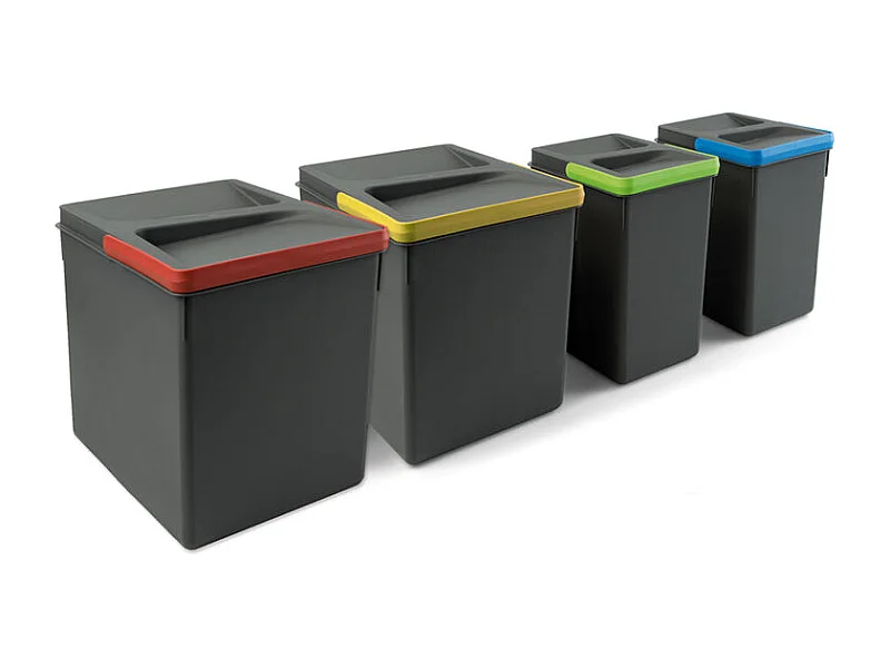Pattumiera differenziata con 4 contenitori, altezza 26,6 cm.