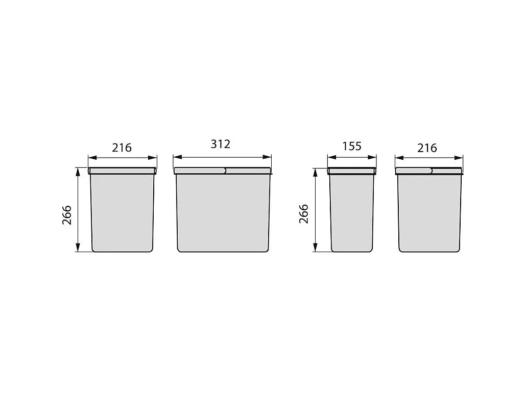 Bacs de tri pour tiroir de cuisine Recycle 2 bacs de 15 litres et 2 bacs de 7 litres