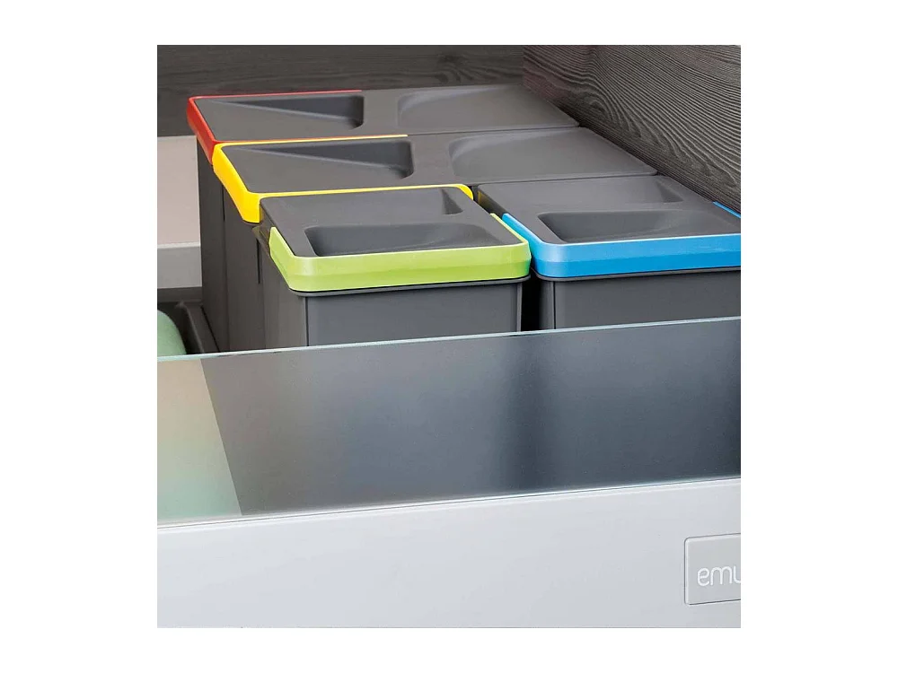 Bacs de tri pour tiroir de cuisine Recycle 2 bacs de 15 litres et 2 bacs de 7 litres