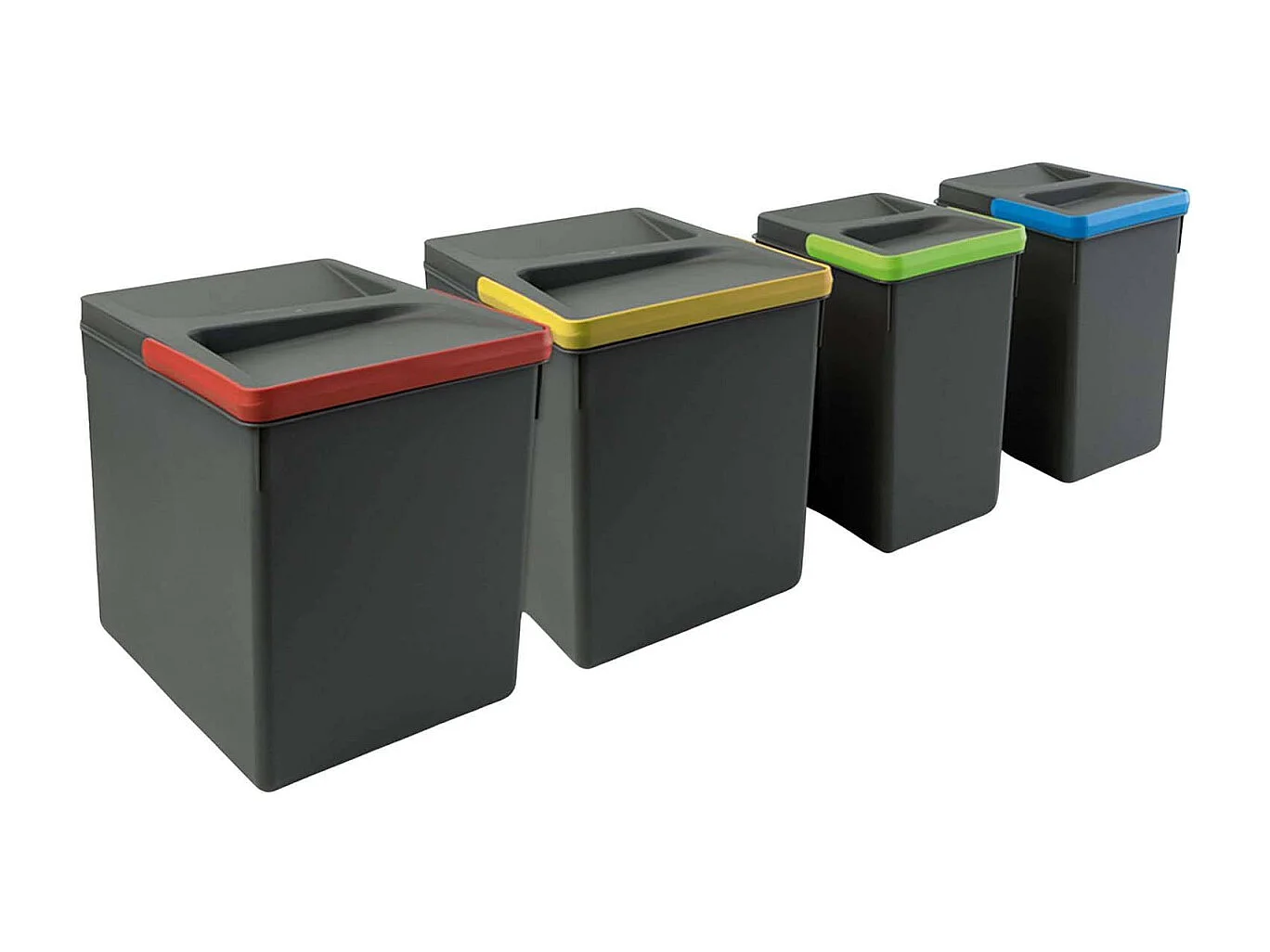 Emuca Keukenlade Recycling Bakken Set | 4 Containers | 15L & 7L | Antracietgrijs Plastic