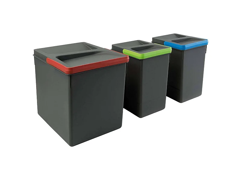 Bacs de tri pour tiroir de cuisine Recycle 2 bacs de 7 litres et 1 bac de 15 litres