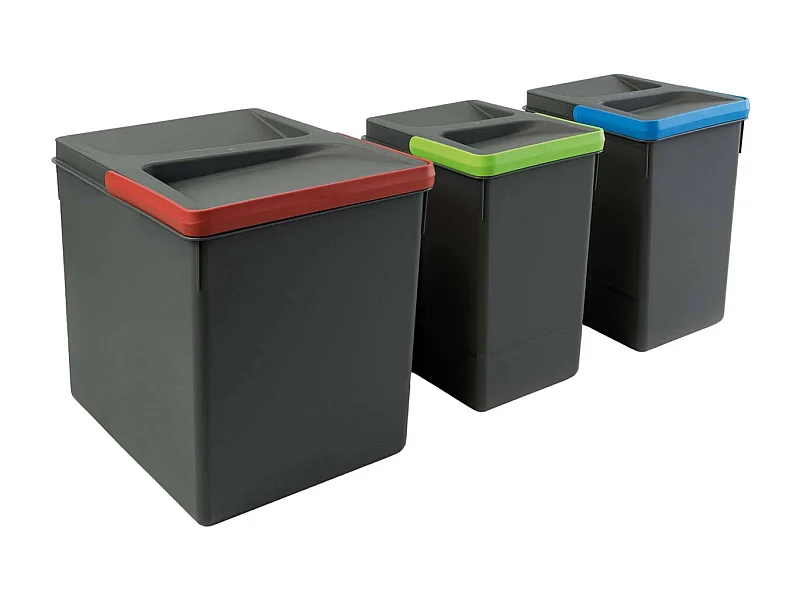 Contenitori per cassetti da cucina Recycle, Altezza 266, 1x15 + 2x7, Plastica grigio antracite, Tecnoplastica.