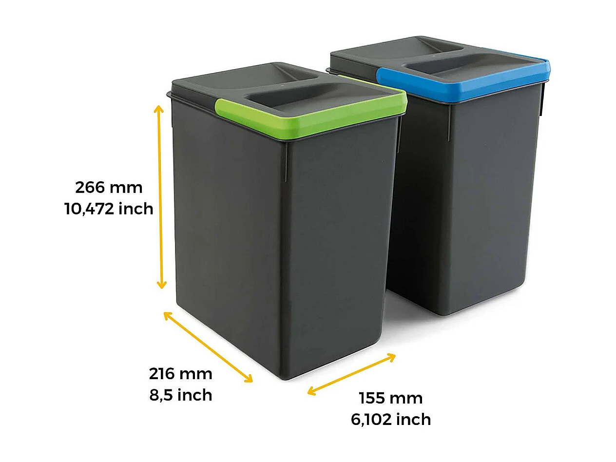 Bacs de tri pour tiroir de cuisine Recycle 2 bacs de 7 litres