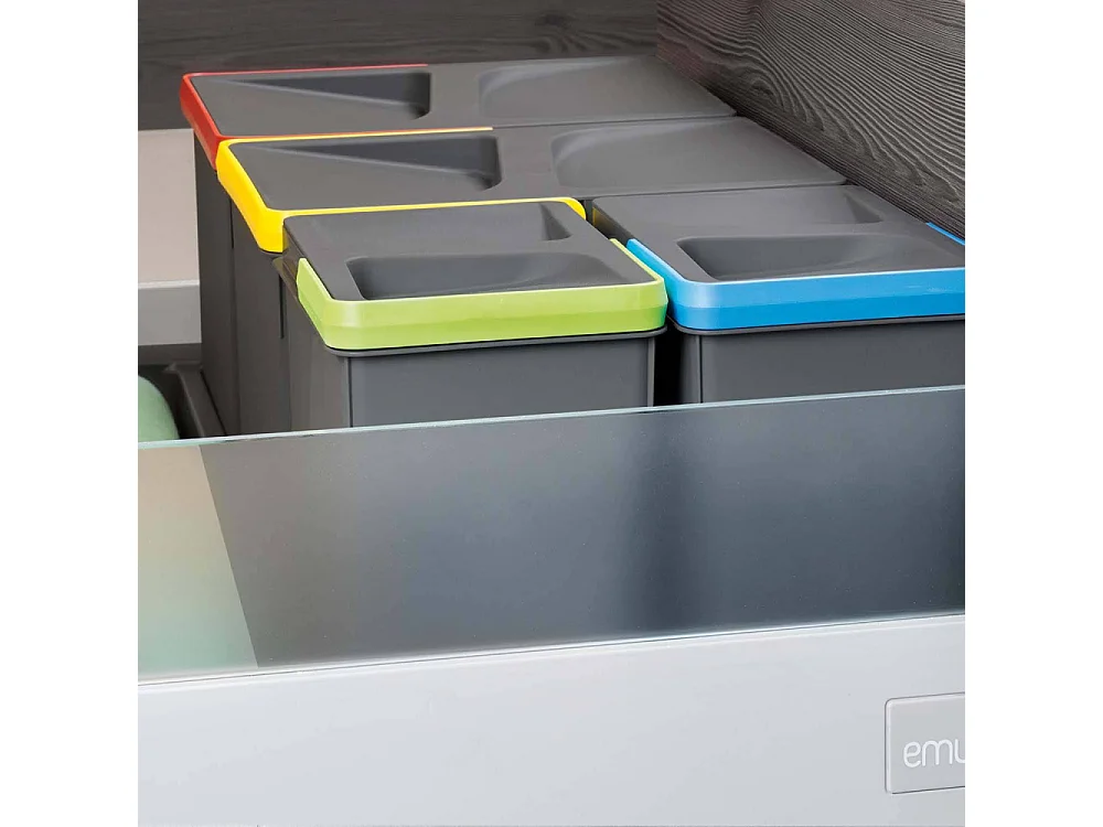 Bacs de tri pour tiroir de cuisine Recycle 2 bacs de 12 litres et 2 bacs de 6 litres