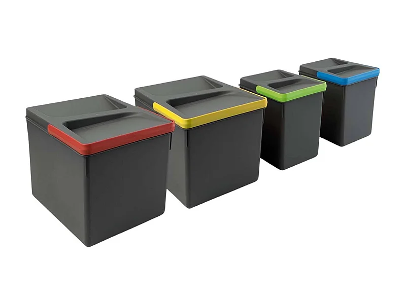 Contenitori per cassetti da cucina Recycle, Altezza 216, 2x12 + 2x6, Plastica grigio antracite, Tecnoplastica.