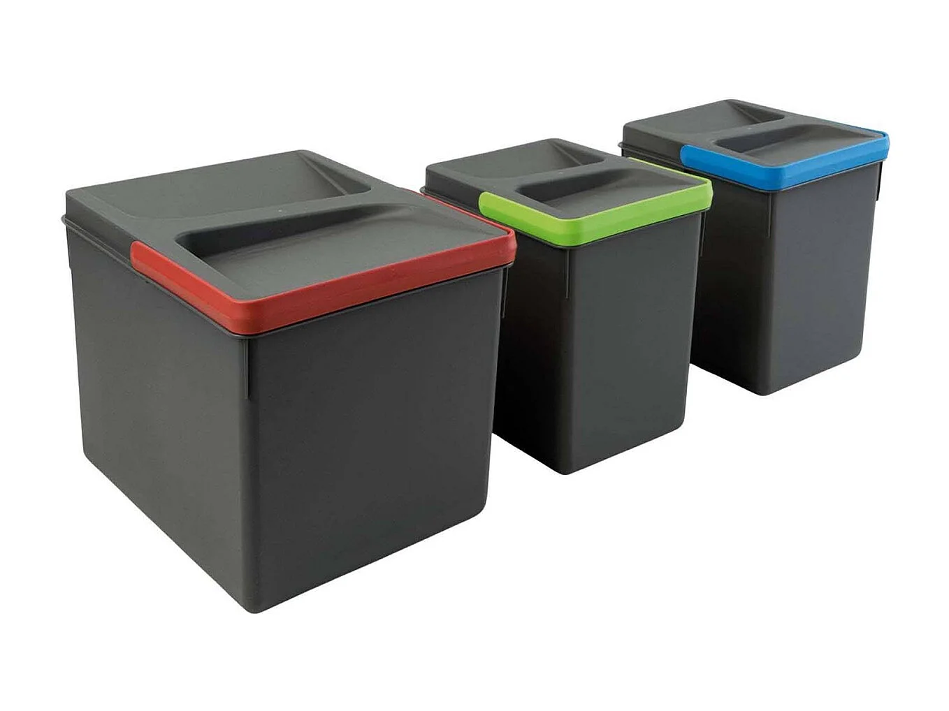 Bacs de tri pour tiroir de cuisine Recycle 1 bac de 12 litres et 2 bacs de 6 litres