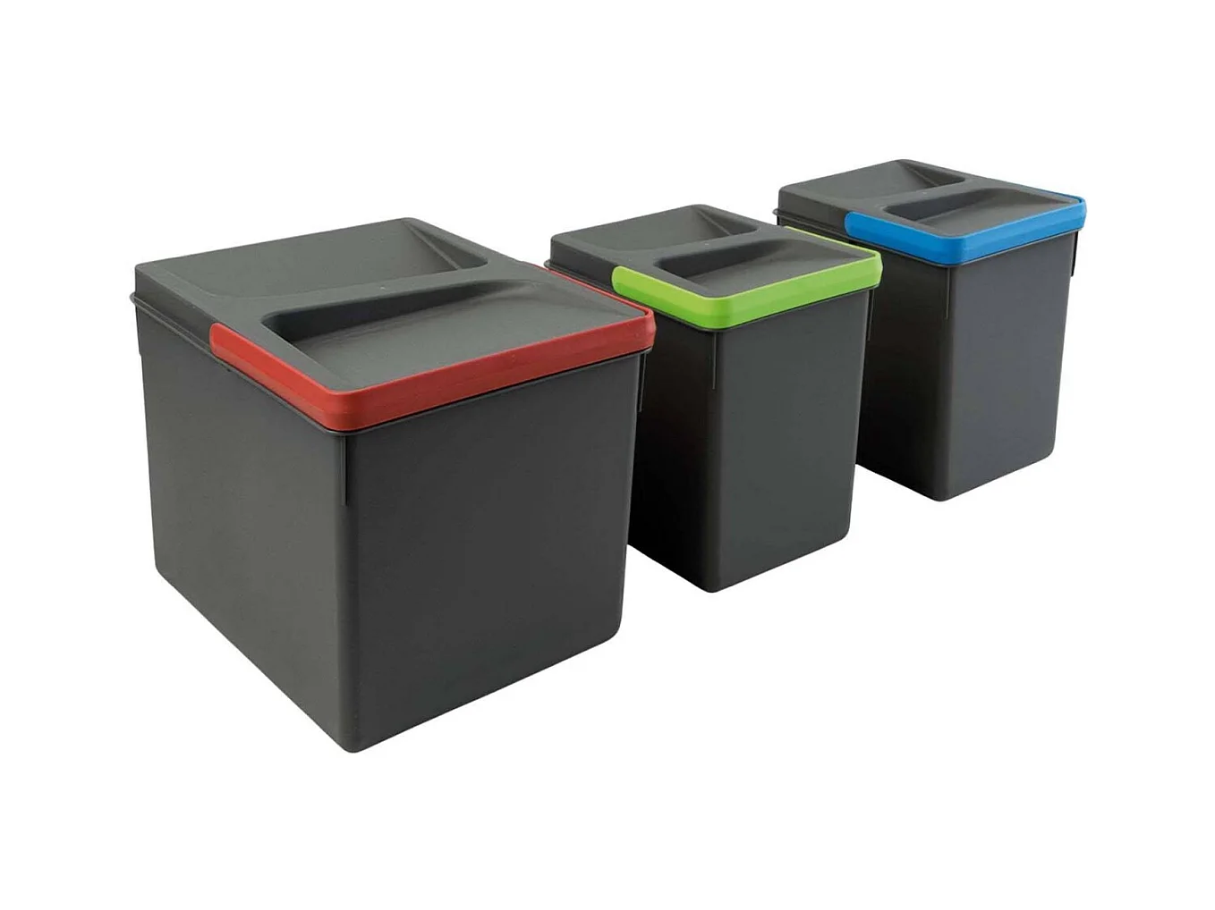 Bacs de tri pour tiroir de cuisine Recycle 1 bac de 12 litres et 2 bacs de 6 litres