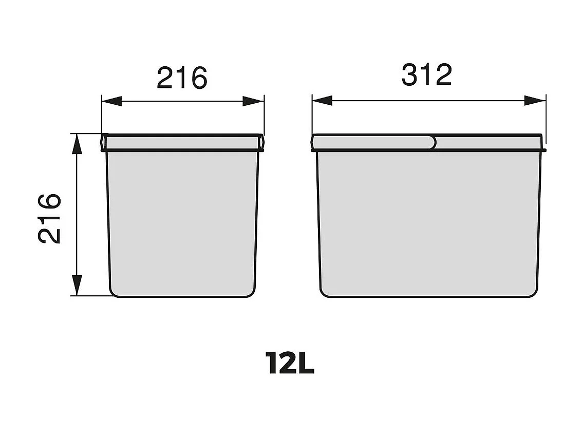 Bacs de tri pour tiroir de cuisine Recycle 1 bac de 12 litres