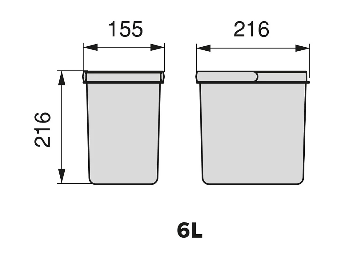 Bacs de tri pour tiroir de cuisine Recycle 2 bacs de 6 litres