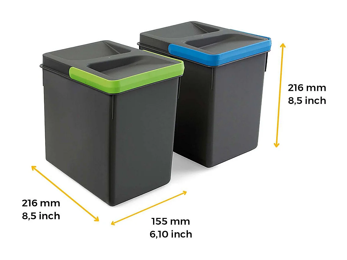 Bacs de tri pour tiroir de cuisine Recycle 2 bacs de 6 litres