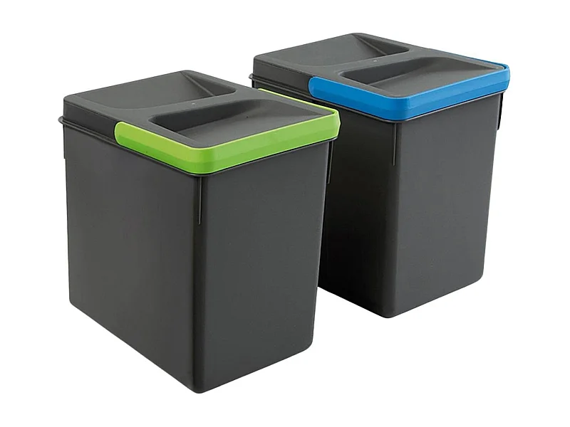 Contenitori per cassetti da cucina Recycle, Altezza 216, 2x6, Plastica grigio antracite, Tecnoplastica.