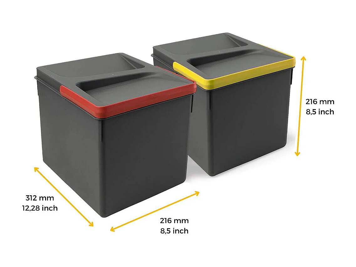 Bacs de tri pour tiroir de cuisine Recycle 2 bacs de 12 litres