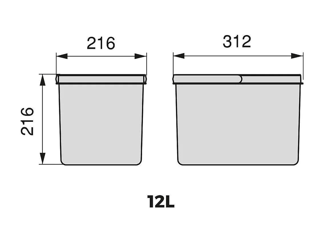 Bacs de tri pour tiroir de cuisine Recycle 2 bacs de 12 litres