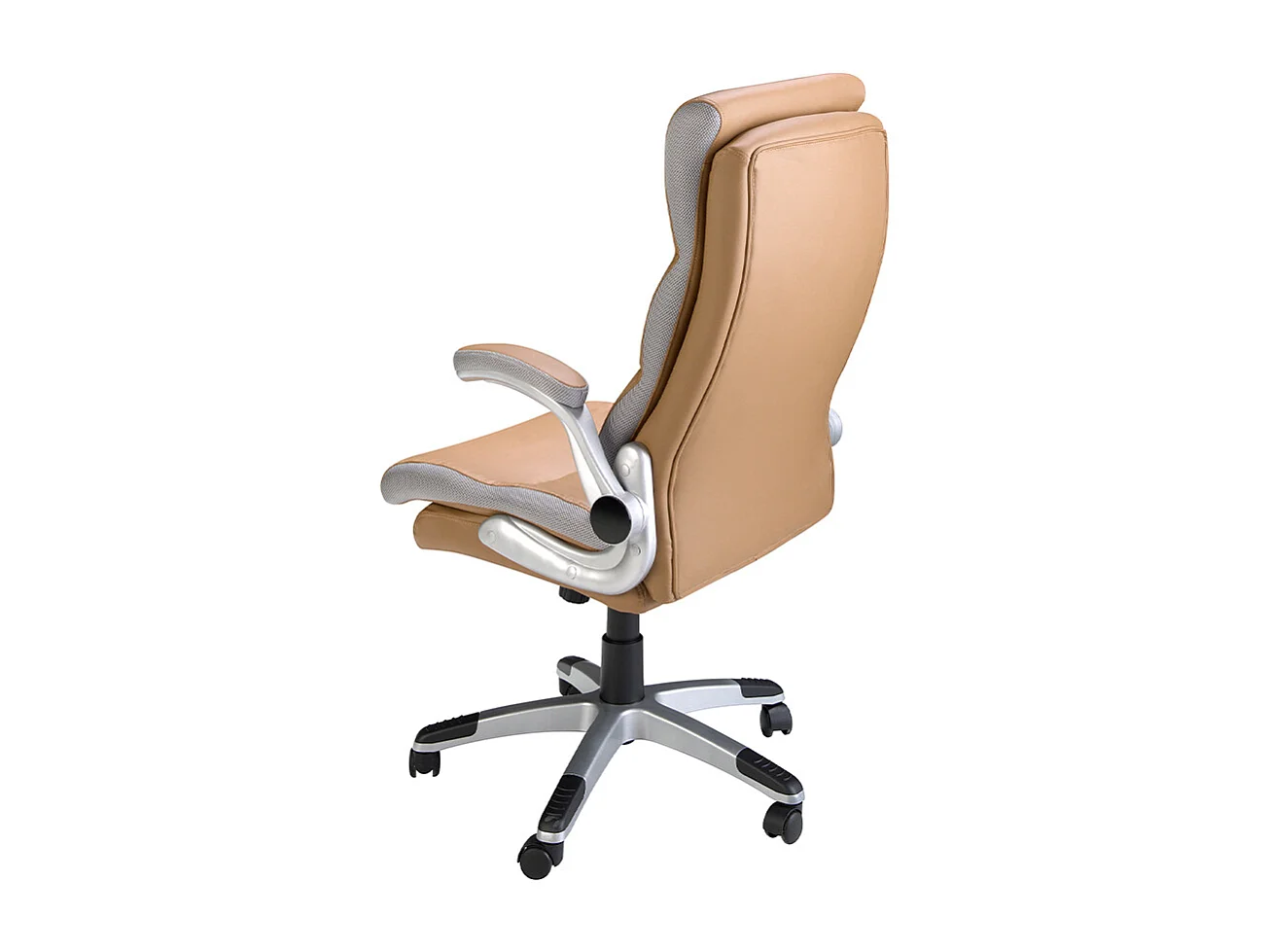 Brązowe obrotowe krzesło biurowe ze sztucznej skóry