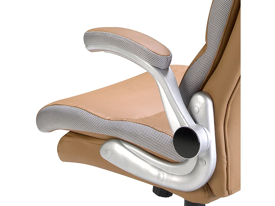 Brązowe obrotowe krzesło biurowe ze sztucznej skóry