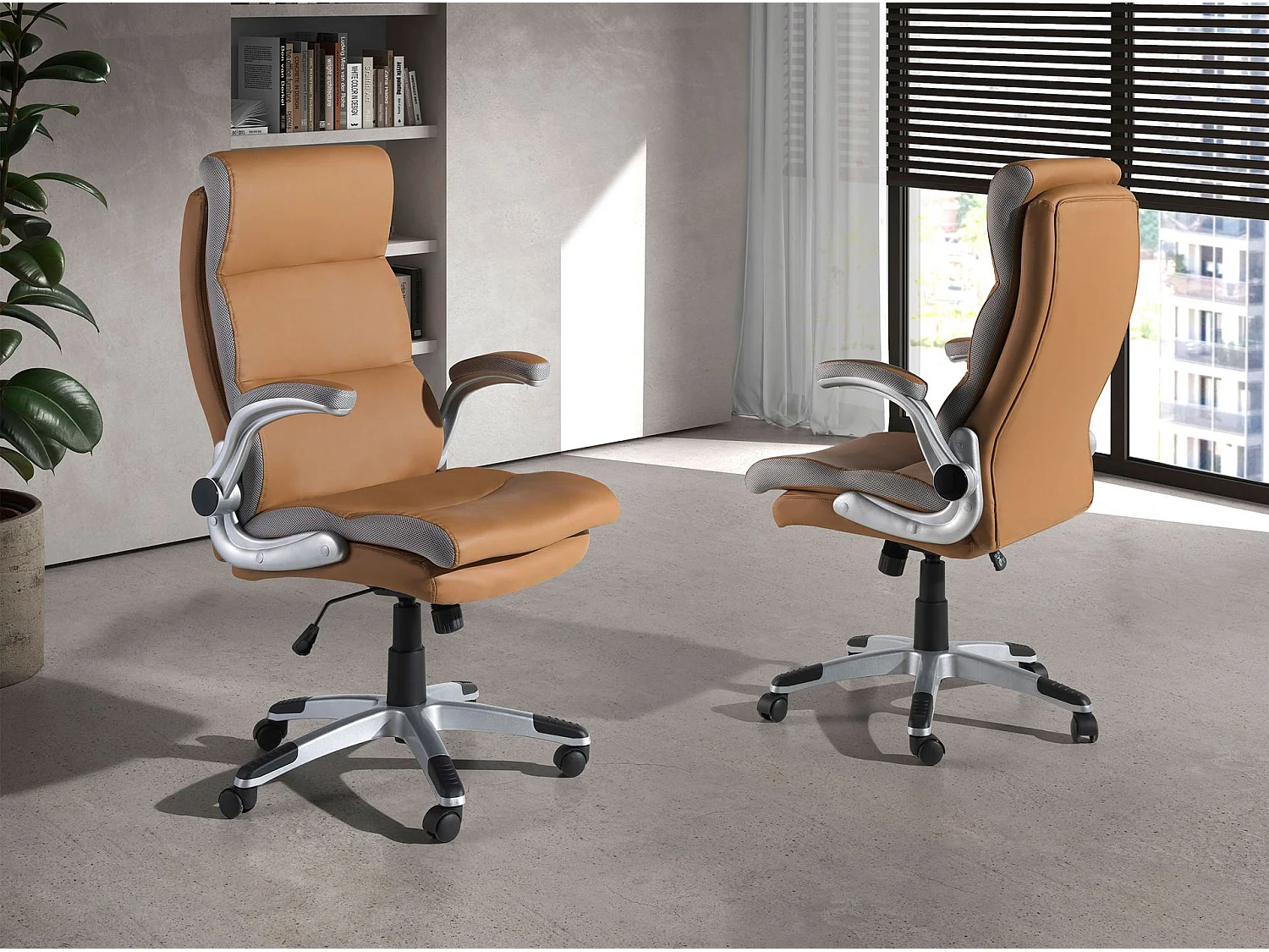 Cadeira de escritório giratória em couro sintético castanho 4141 ANGEL CERDA