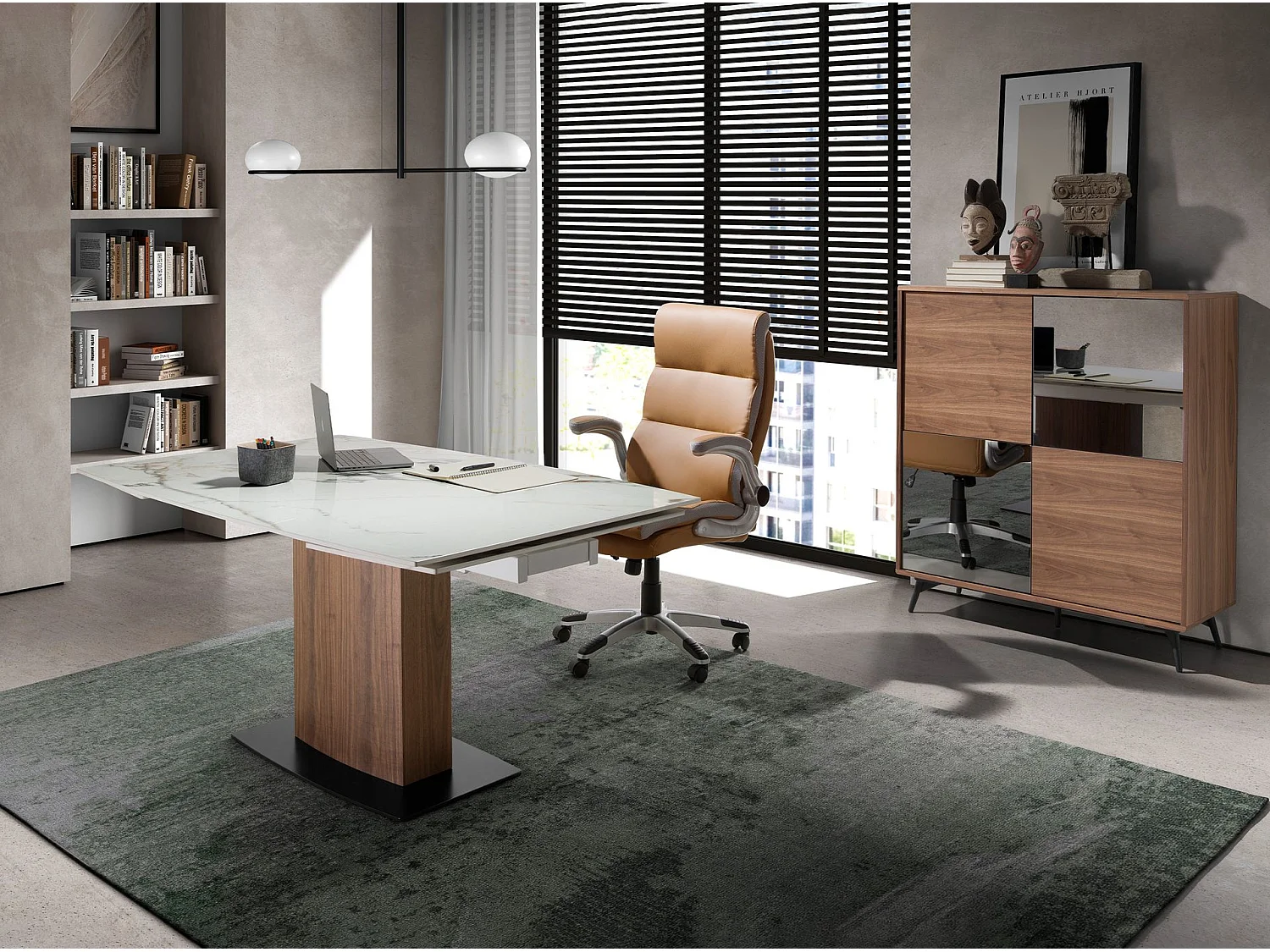 Cadeira de escritório giratória em couro sintético castanho 4141 ANGEL CERDA