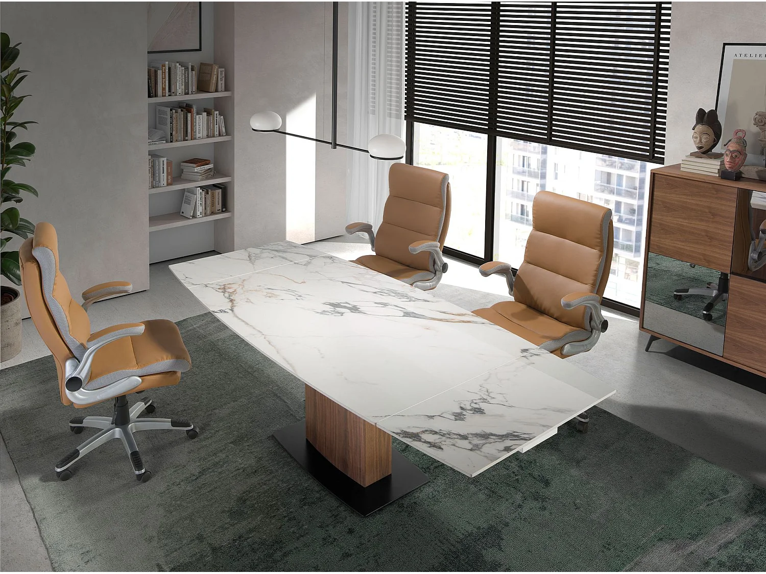 Cadeira de escritório giratória em couro sintético castanho 4141 ANGEL CERDA